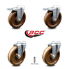 Service Caster 5 Inch High Temp Phenolic Swivel Bolt Hole Caster Set with 2 Total Lock Brake SCC-BHTTL20S514-PHSHT-2-S-2